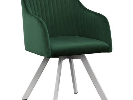 Tufted Swivel Dining Chair With Slim Sloped Arms - Green