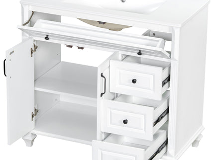 Modern Bathroom Vanity With Sink, 3 Drawers & 2 Doors