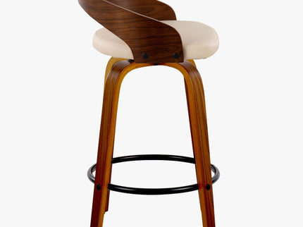Grotto - Mid Century Modern Fixed Height Counter Stool With Swivel With Round Footrest (Set of 2)