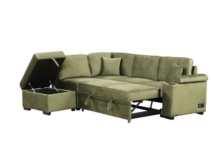 Sleeper Sofa Bed, 2 In 1 Pull Out Sofa Bed L Shape Couch With Storage Ottoman For Living Room, Bedroom Couch And Small Apartment
