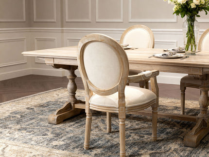 French Vintage Upholstered Fabric Dining Armchair (Set of 2)