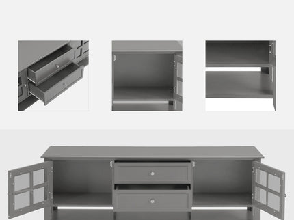 TV Stand, Entertainment Center With Dual Drawers And Hidden Storage, Cabinet With Soft Closing Doors And Sleek Panel Design