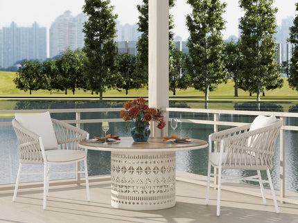 Maiden - Barrel Back Aluminum & Rope Outdoor Patio Dining Chair, Sunproof Olefin (Set of 2)