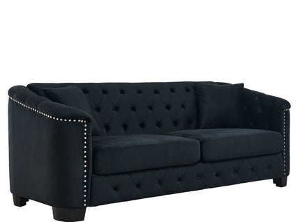 Modern Chesterfield Sofa With Tufted Backrest For Living Room