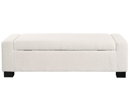 Textured Boucle Ottoman Bench With Hinged Lid For Seating And Storage - Beige