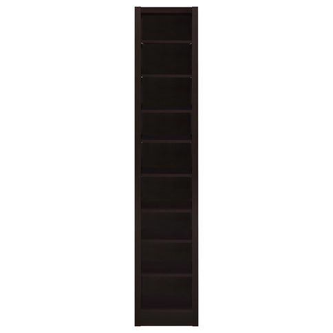 Rectangular Bookcase Tall Slim Storage With 9 Shelves - Brown