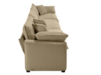 Mid-Century Modern 3 Seater Sectional Sofa With Arm And Throw Pillows