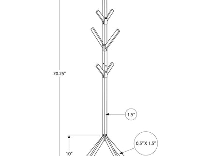 Coat Rack, Hall Tree, Free Standing, 8 Hooks, Entryway, Contemporary & Modern