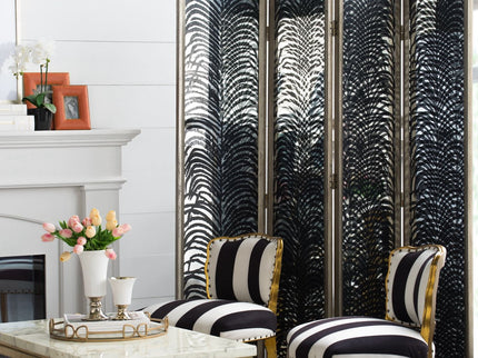 Room Divider, Herero 4 Panel Decorative Screen - Black