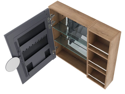 29.63" Wall Mounted Bathroom Cabinet With Adjustable Shelves - Imitative Oak
