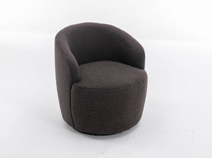 Teddy Fabric Swivel Accent Armchair Barrel Chair With Powder Coating Metal Ring