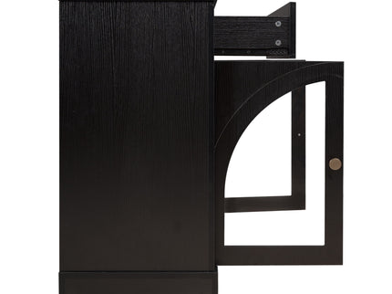 Sideboard Cabinet With 1 Drawer And 2 Arched Doors With Adjustable Shelves For Entryway - Black