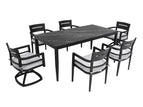 Black / 7 Pc. Table, 2 Swivel Chairs, 4 Arm Chairs