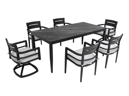 Modern Outdoor Patio Dining Set With Table And Chairs With Sunbrella Cushions