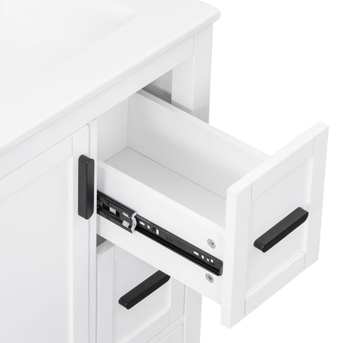 Bathroom Vanity With Sink, Soft-Close Doors, Double-Layer Shelf And 3 Drawers