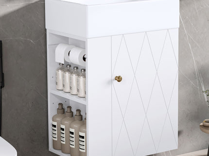 Modern Bathroom Vanity With Sink, Diamond Pattern Doors