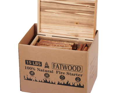 15 Lbs Fatwood Fire Starter Sticks With Box, 100% Natural Kindling Wood, Pine Firewood Firestarter For Campfire, Stove, Fireplace, Bonfires, Grill - Natural