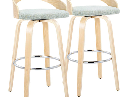 Grotto - Contemporary Fixed-Height Barstool With Swivel With Round Footrest (Set of 2)
