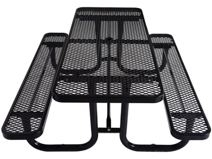 Rectangular Outdoor Steel Picnic Table With Umbrella Pole
