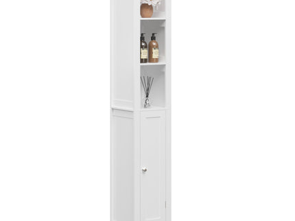 Slim Tall Bathroom Storage Cabinet With Adjustable Shelves, Anti Tip Freestanding Cabinet - White
