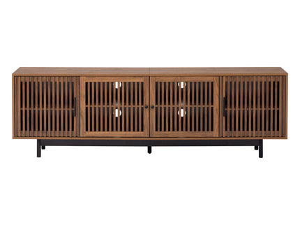 TV Stand For TVs, Entertainment Center With Closed Storage & Cable Management, Soft Closing Hinges - Walnut