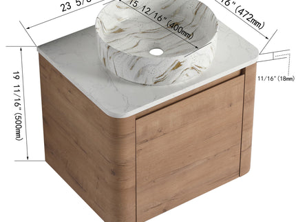 Wall Mounted Bathroom Vanity With Art Sink, 1 Soft Close Door