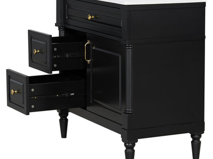 Freestanding Bathroom Vanity With Sink, Adjustable Shelf, Flip Drawer