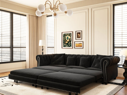 3 In 1 Convertible Sleeper Sofa Bed With Movable Ottoman