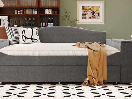 Upholstered Daybed With Storage Armrests, Trundle And Latest Integrated tooth Audio System