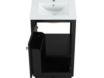 20" Bathroom Vanity With Sink Cabinet With Soft Closing Door, Drawer & Storage Rack - Black