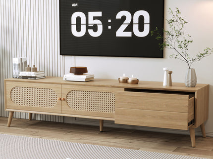 TV Stand For TVs Up To 80", Media Console, Cabinet - Natural