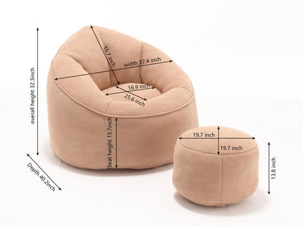 Bedding Bean Bag Sofa Chair High Pressure Foam With Footrest