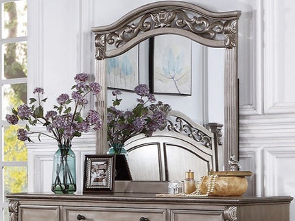 Dresser And Mirror - Antique Silver