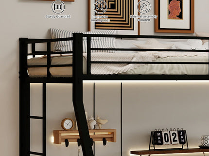 Bunk Bed For Kids, Convertible Frame With Ladders & Guardrail