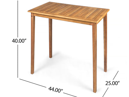 Outdoor Minimalist Acacia Wood Rectangle Bar Table