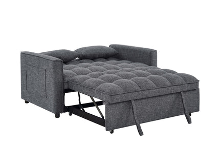 Sienna - Tufted Convertible Sleeper Sofa With Chaise - Gray