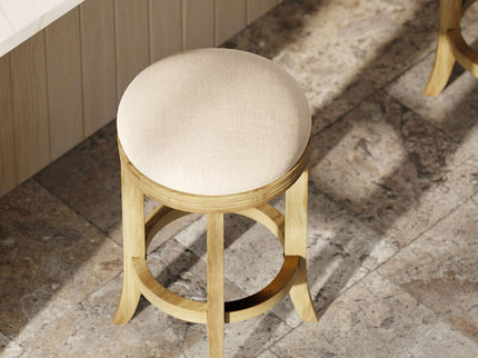 Backless Swivel Stool With Upholstered Seat