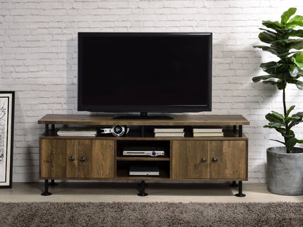 Ensata II - TV Stand - Rustic Oak / Black