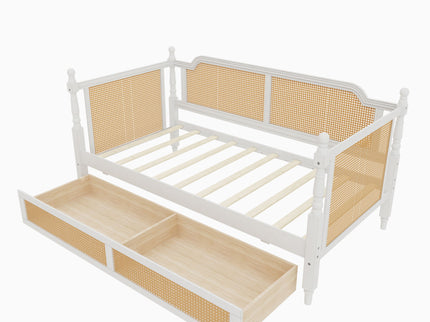 Traditional Style Rattan Daybed, No Box Spring Needed
