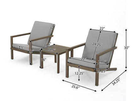 Celestaria - 3 Piece Outdoor Chat Set With Adirondack Chairs, Cushions And Side Table