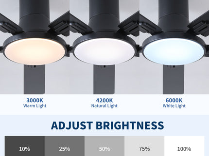 Flush Mount Ceiling Fans With LED Light And Remote Control, 5 Blades