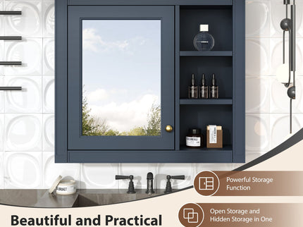 Wall Mounted Medicine Cabinet With Mirror And 3 Open Shelves