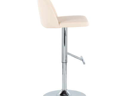 Toriano - Contemporary Adjustable Barstool With Swivel With Straight T Footrest (Set of 2) - Cream / Chrome