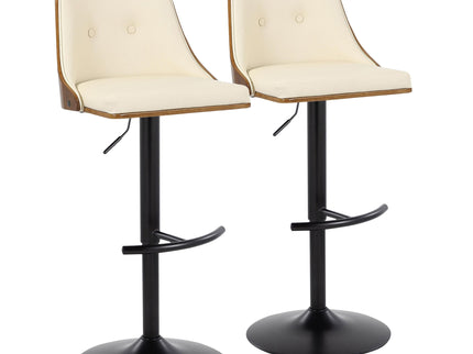 Gianna - Mid Century Modern Adjustable Barstool, Swivel With Rounded T Footrest (Set of 2)