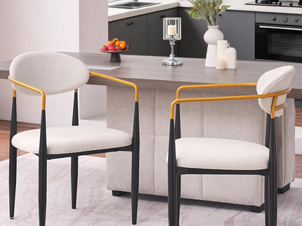 Modern Upholstered Dining Chair With Accented Armrests (Set of 2)