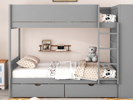 Bunk Bed With 2 Drawers And Multi Layer Cabinet