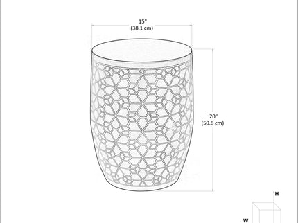 Johnsen - Geometric Pattern Accent Table - Antique Silver