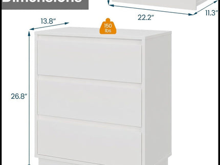3 Drawer Nightstand, Bedroom Side Table