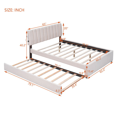 Upholstered Platform Bed With Trundle