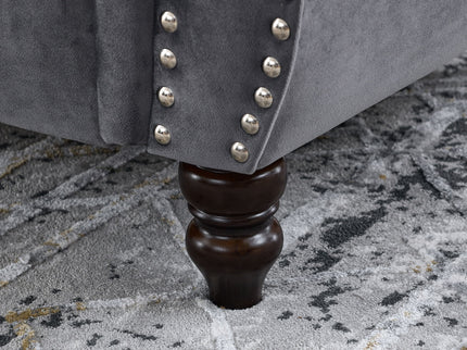 Chesterfield Sofa With Rolled Arms And Nailhead Trim